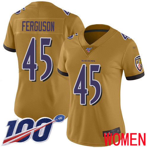 Baltimore Ravens Limited Gold Women Jaylon Ferguson Jersey NFL Football #45 100th Season Inverted Legend->youth nfl jersey->Youth Jersey
